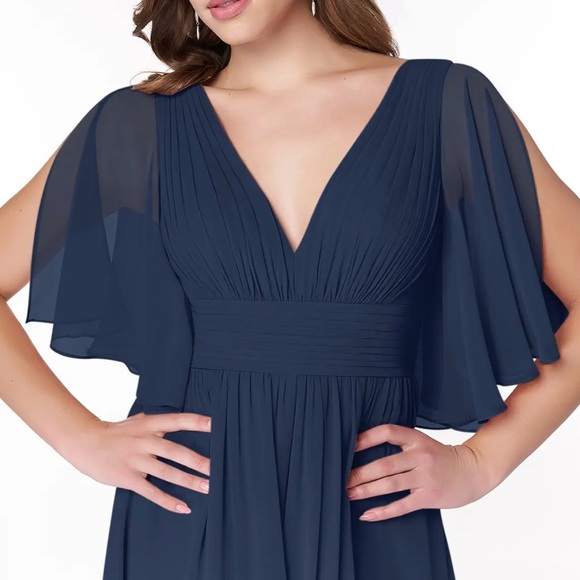 New Azazie “Temeka” Dark Navy Floor Length Bridesmaids Dress - Picture 6 of 12